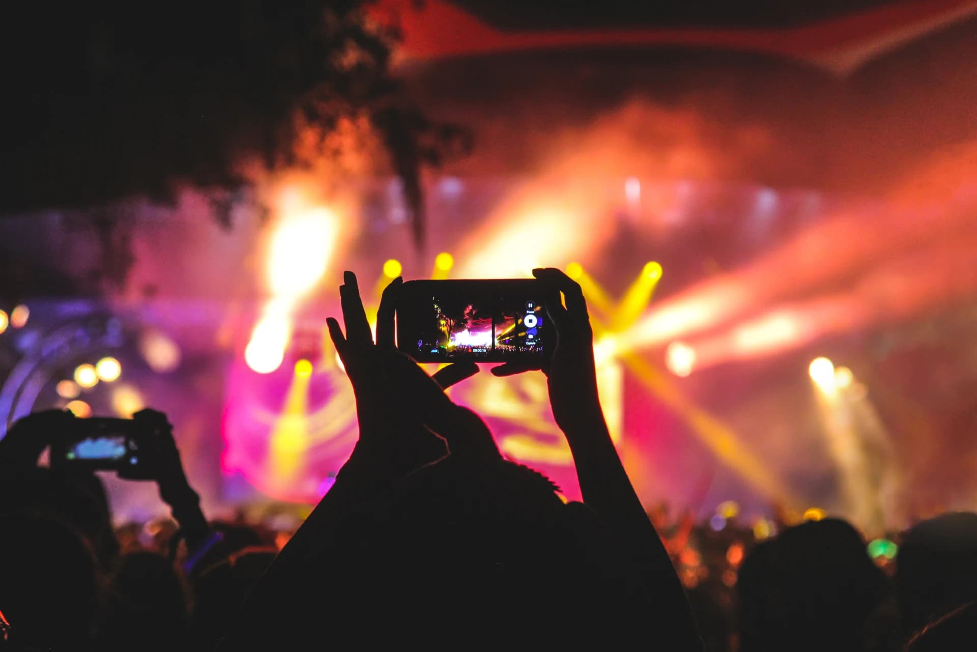 Concertgoer filming a live performance